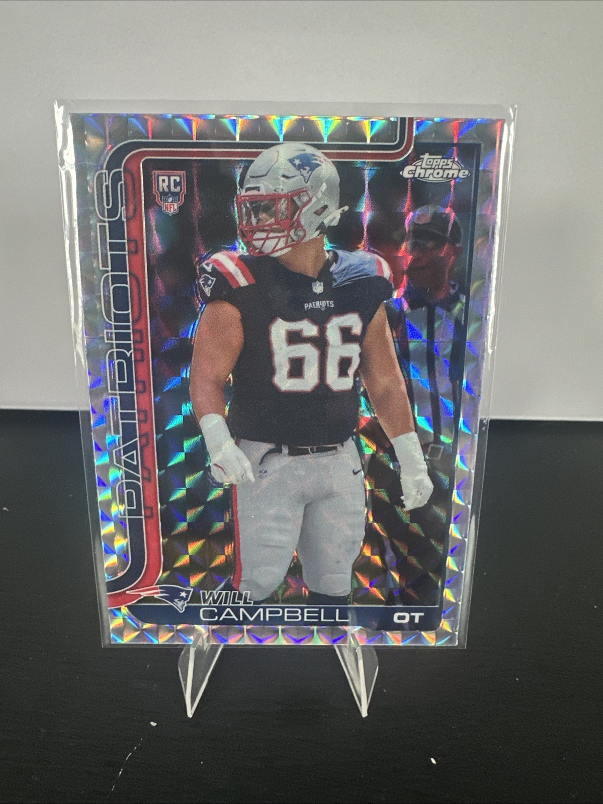 WILL CAMPBELL 2025 TOPPS CHROME GEOMETRIC REFRACTOR ROOKIE #379 PATRIOTS Q6638