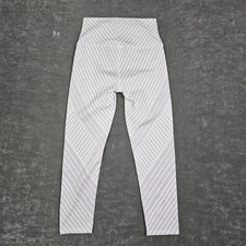 Alo Yoga Pants Womens XS White Gray High Waist Chevron Stripe Leggings Nylon