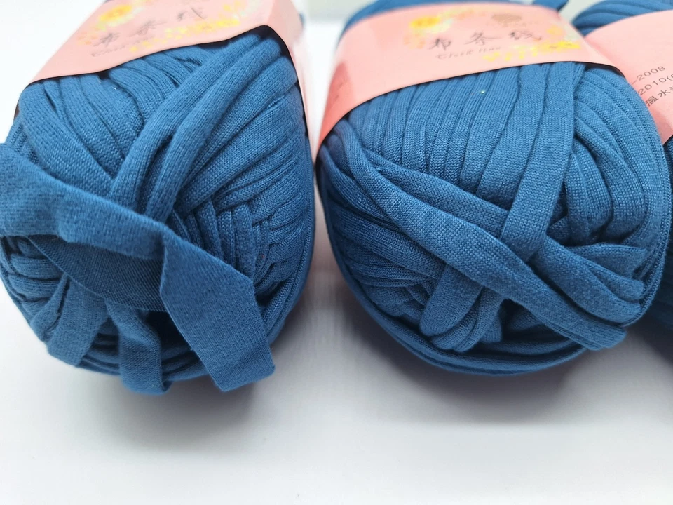 Camiseta 4 Rollos Hilo Xizhifang Denim Azul Poliéster 100g cada uno Tejer Crochet Foto 3 de 4
