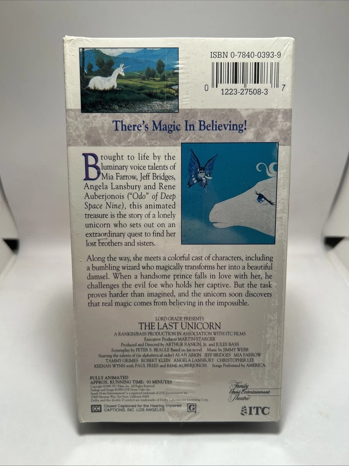 The Last Unicorn (VHS, 1994 Release) NEW FACTORY SEALED Watermarks! - Imagem 2 de 4