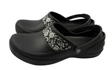 Crocs Mercy Clog Womens Size 9 Black Floral Print Comfort Casual Waterproof Shoe