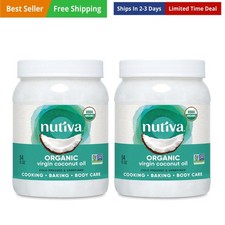 Organic Cold-Pressed Virgin Coconut Oil, 54 Fl Oz 2 Pack USDA Organic, Non-GM...