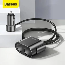 Baseus 2-in-1 USB Car Charger Fast Charging Dual Port for iPhone Samsung