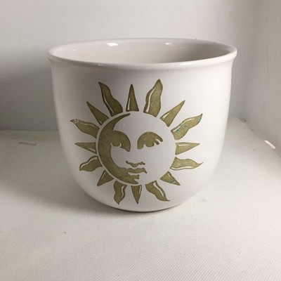 Mid Century West Germany 818-14 Keramik Übertopf Pflanztopf Sonne/Mond Design