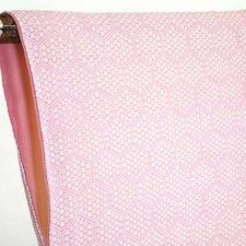 Recycled Silk Komon Kimono Pink Kikkou Pattern Lined Unused 