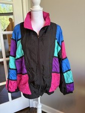 Vintage 90s Colorblock Nylon Windbreaker Lavon XL Full Zip Cheerful Corp
