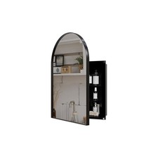Matte Black 18x24 Inch Corner Medicine Cabinet with Arched Mirror,