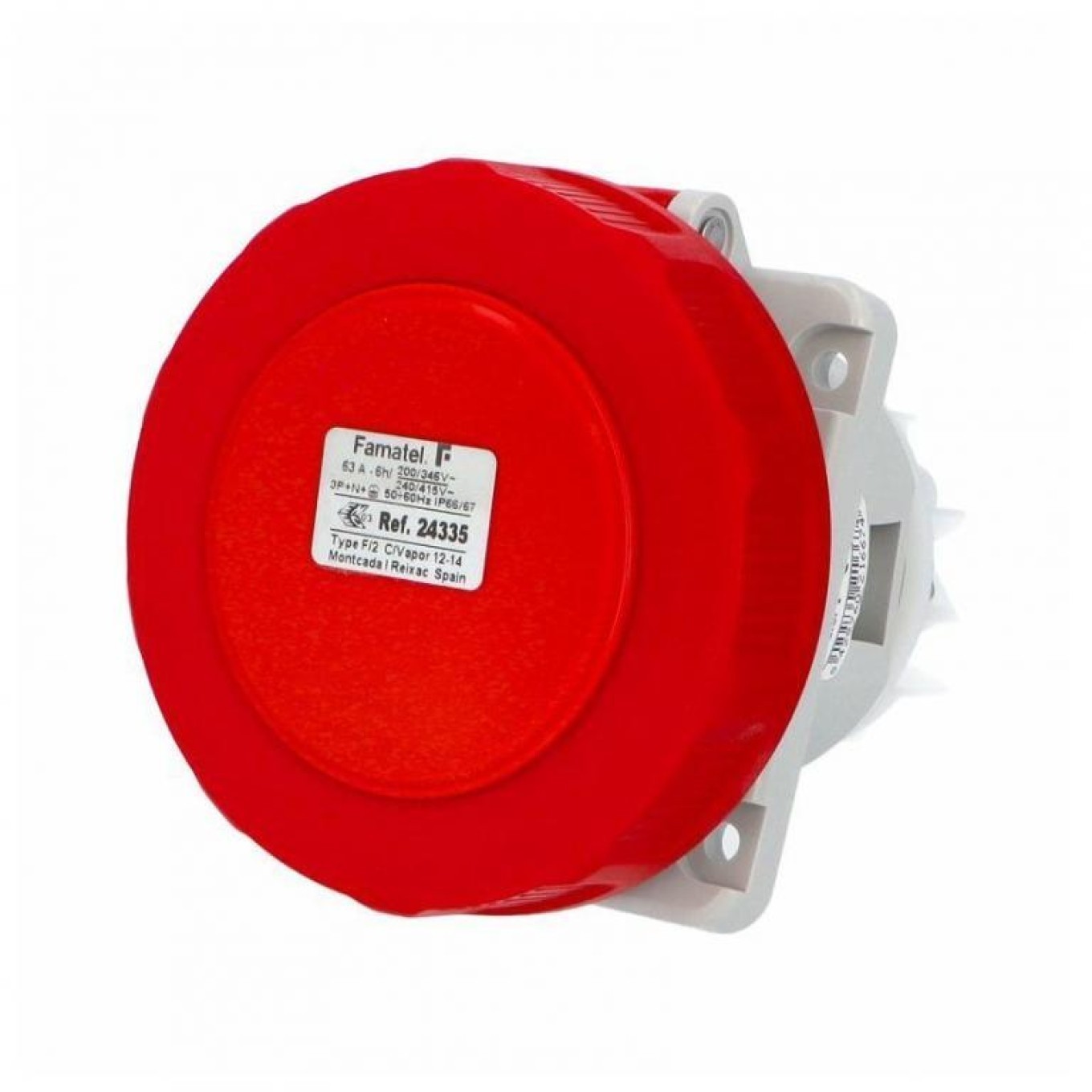63A 5P 400V Slanted Panel Socket IP67 24335