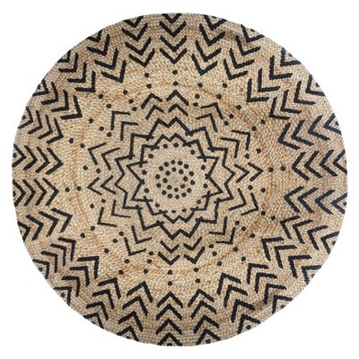 Jute Teppich Rund Indischer oval Natur Flechtmuster Outdoor Boho Bio 120 cm