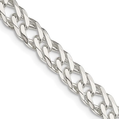 Sterling Silber 6,25 mm 6 Seiten D/C flache doppelte Panzerkette Halskette Herren Damen