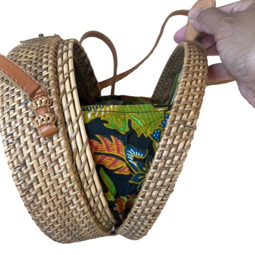 Rattan Umhängetasche Handtasche Damen gewebt hellbraun Boho Strand Urlaub Insel Resortwear - Bild 8 von 11