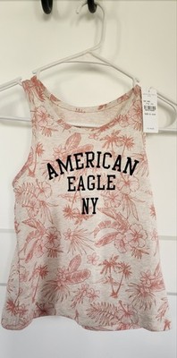 American Eagle Kids Floral Tank Top Beige Size 10  Casual Unisex NWT