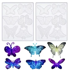 2 Pack Butterfly Silicone Mold Butterfly Epoxy Resin 6 Styles Crafts DIY