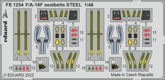 Eduard Accessories FE1254 - 1:48 F/A-18F Seatbelts STEEL For MENG - New