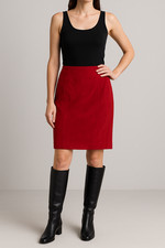 Alexandra Michaels Red Pencil Skirt Size 15/16 Made in USA Stretch Polyester