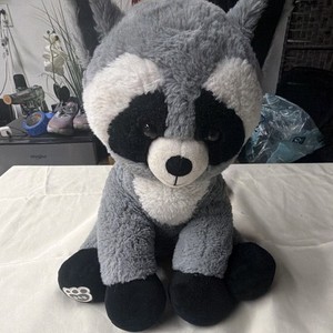 Build-A-Bear Workshop Raccoon Plush Gray Black White Washable Medium 2024