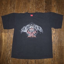 Y2K JNCO Jeans Spade 8 Ball Flame Skull Graphic TShirt Adult XL Black Skater Vtg