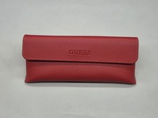Guess Red Faux Leather Magnetic Snap Closure Semi-Hard Soft Eyeglass Case