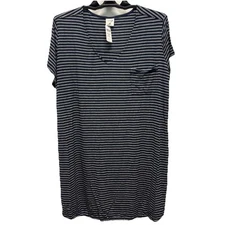 NWT Soma Cool Nights XXL Short Sleeve Knee Length Sleep Shirt Destin Stripe Navy