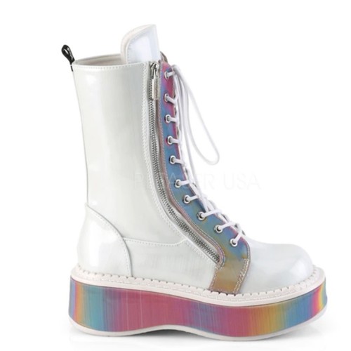 demonia emily 350 reflective rainbow platform combat boots NEW size 7 women - Picture 5 of 11