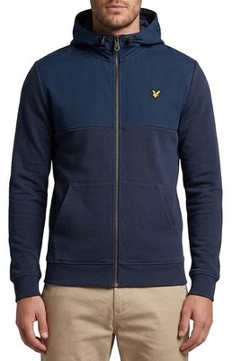 LYLE & SCOTT Mens Navy Blue Softshell Zipped Hooded Sweater Knit | Size Small