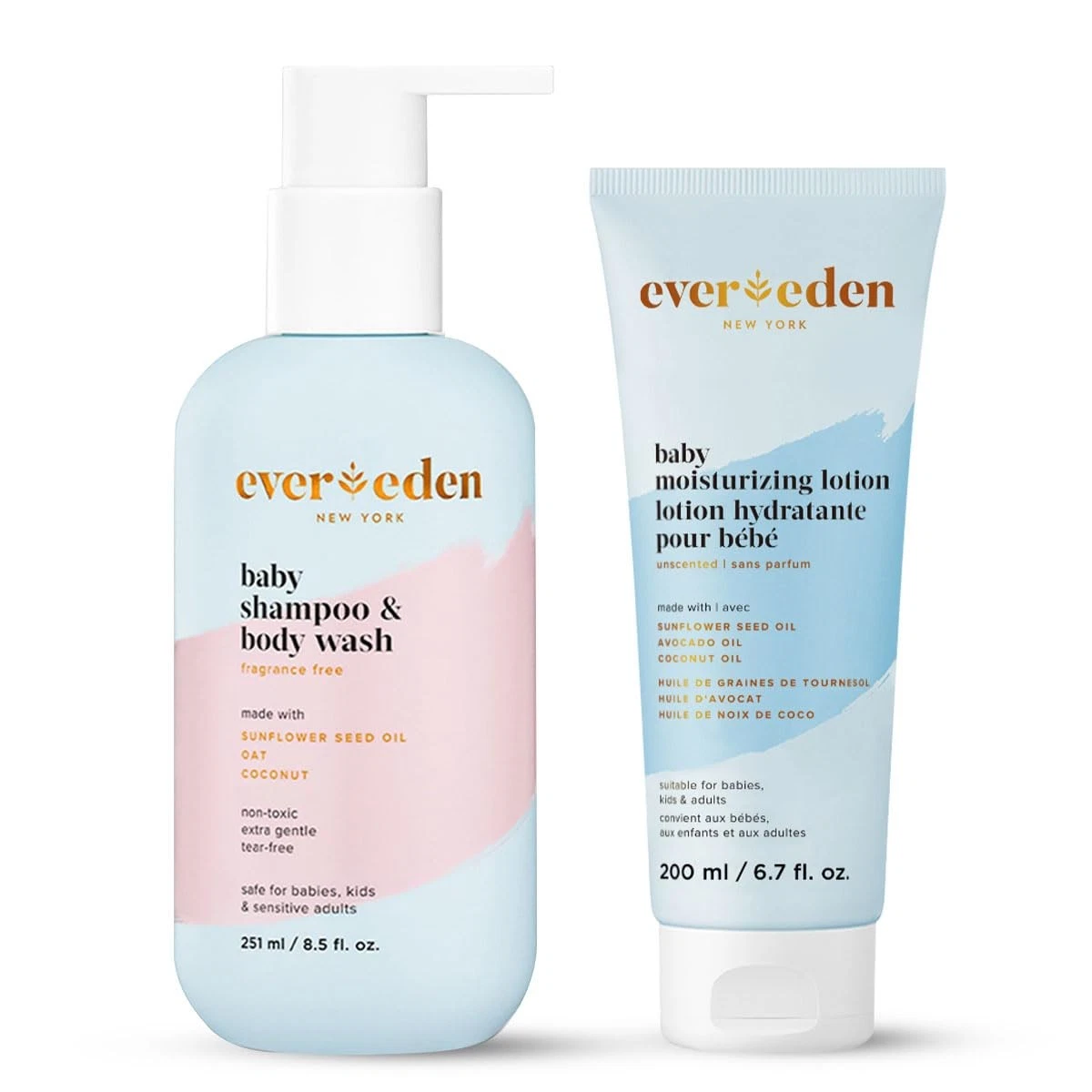 Evereden Baby Bathtime DUO Baby Lotion for Newborn and 2-in-1 Newborn Shampoo...