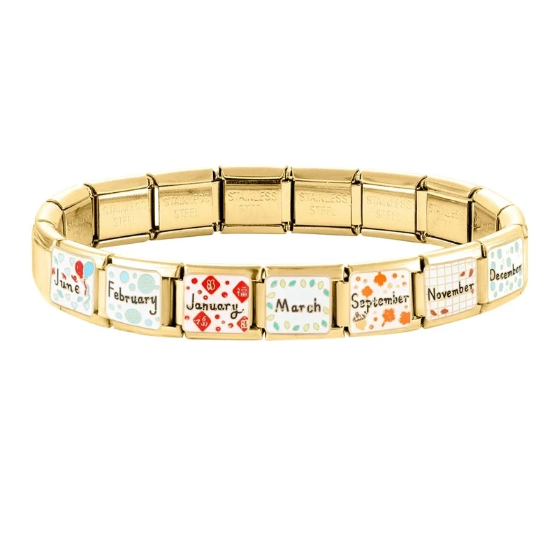 Pulsera de eslabones de acero inoxidable con dije para mujer tono dorado 9 mm estilo clásico joyería Foto 4 de 4