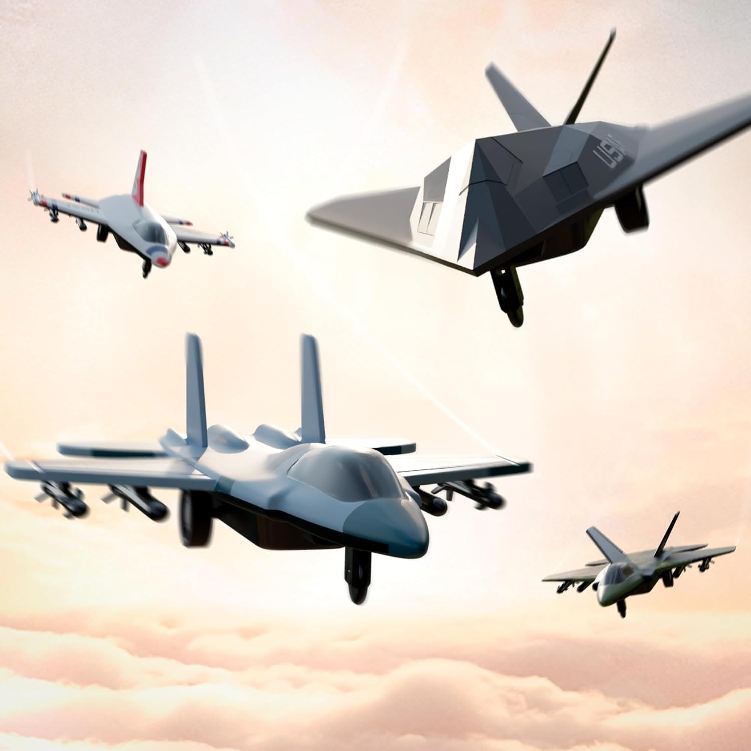 Exciting 4-Pack US Air Force Diecast Toy Fighter Jets - Perfect Gift for Kids