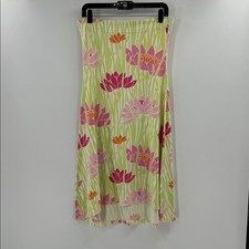 Manuel Canovas Paris Floral High Low Pull on Skirt - Green/Pink - 10/12