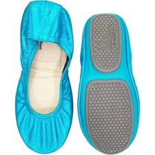NEW Storehouse Foldable Leather Ballet Blizzard Turquoise Blue Flats Shoes Sz 7