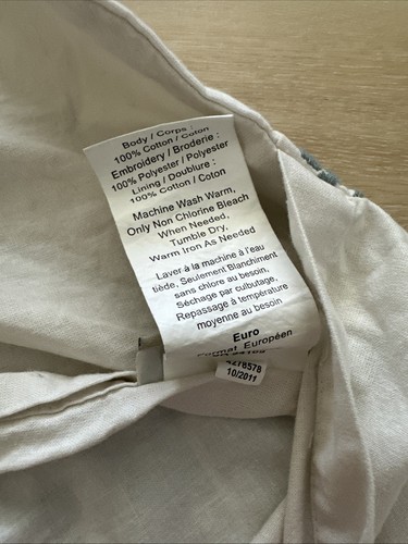 Pottery Barn Cotton Embroidered Euro Shams Pillowcases Set of 2 - Picture 5 of 7