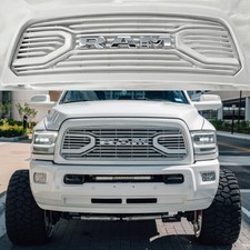 White Front Grille For 2010-2018 Dodge Ram 2500 3500 Bumper Wchrome Letters Abs White Front Grille For 2010-2018 Dodge Ram 2500 3500 Bumper Wchrome Letters Abs