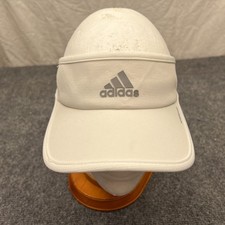 Adidas Gray Three Stripe Logo Athletic Visor Adult Adjustable White Hat
