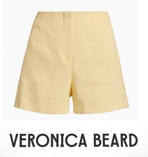 VERONICA BEARD Shorts women sz 8 Yellow Chamomile Linen Flat Front BRIT NWT