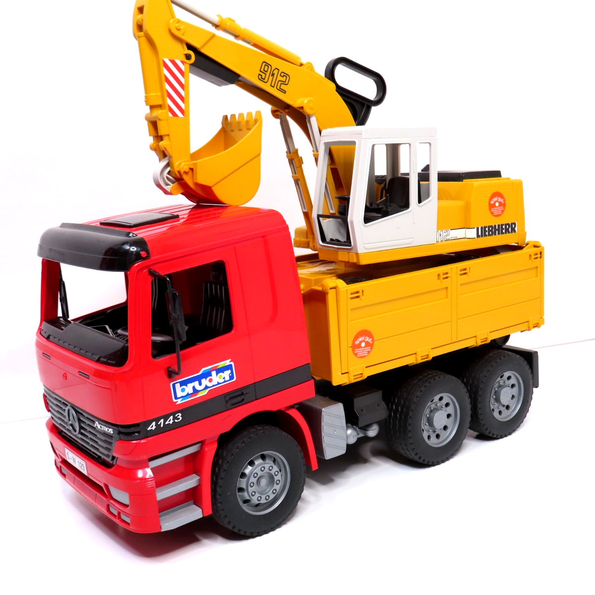 Bruder Mercedes Benz Actros ダンプカー BRUDER Mercedes Benz Actros Dump Truck Liebherr 912 Excavator 1:16