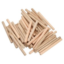 50Pcs 3/8" x 4-3/4" Wooden Dowel Pins, Furniture Woodwork Grooved Fluted Pin
