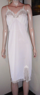 Vintage 50's Shadowline White Nylon Crystal Pleat Full Dress Slip Size 38