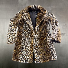 Leopard Print Faux Fur Coat Animal Print Statement Jacket M fits Small 