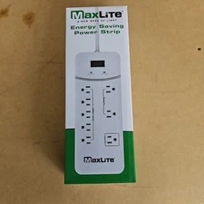 MaxLite Energy Saving Power Strip Surge Protector 8 Outlets Brand New..