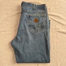 Carhartt Regular Fit Straight Leg Blue Denim Jeans Mens Cotton Logo