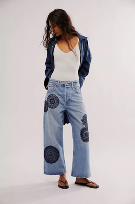 Free People/Citizens of Humanity Crochet Embellished Gaucho Jeans