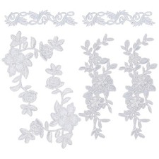 12 Pcs Embroidery Flower Patches, Iron on Patches Sew on Patches White and Si...