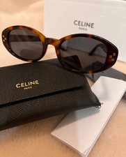 Celine Sunglasses CL40212U 53A Triomphe Oval Women Sunglasses Havana Gold Grey