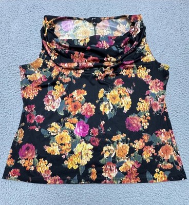 GNW Womens Sleeveless Cowl Neck Top Multicolor Floral Size XL