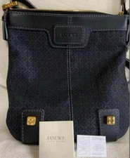 LOEWE New Road Line Shoulder Bag Canvas Anagram