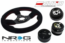 NRG 320 Race Suede Steering Wheel RD/170 Hub/2.0 Quick Release Black/Lock Matt a