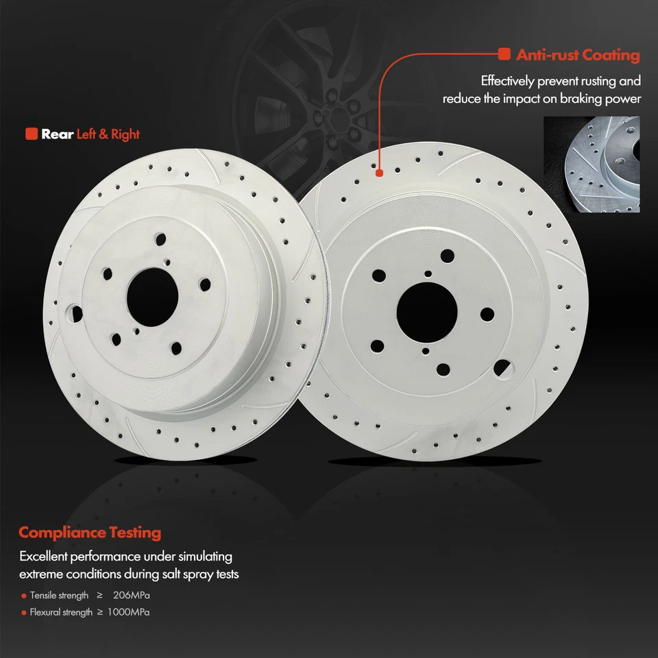 2 piezas rotores de freno traseros perforados para Subaru B9 Tribeca 2006-2007 Tribeca 2008-2014 Foto 2 de 4