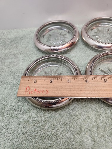 Wes Blackinton Glass & Silverplated Coasters Set of 5 - Picture 3 of 6