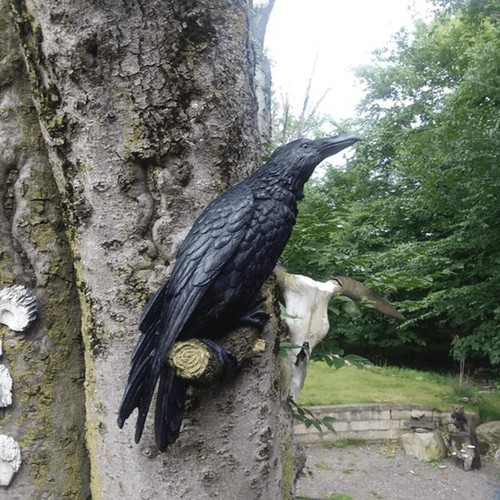 Gothic Resin Raven Statue Crow Sculpture Wall Art Vintage Bird Decor Home Garden - Picture 4 of 8