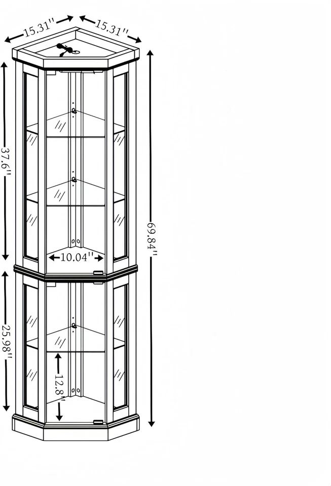 Vitrina de Vidrio 69"H, Gabinete de Esquina Iluminado Juguete Rase con Estantes Ajustables Foto 3 de 4